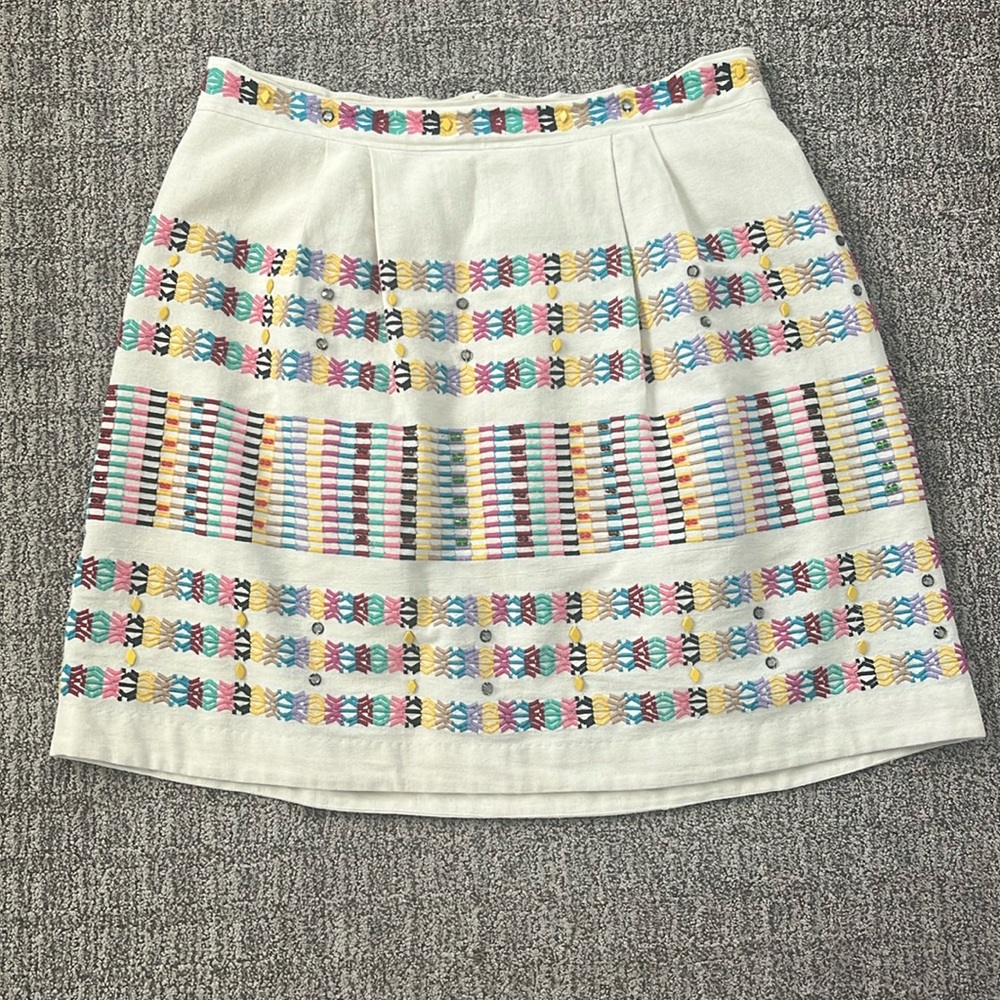 Anthropologie akemi kin rainbow embroidered beaded skirt